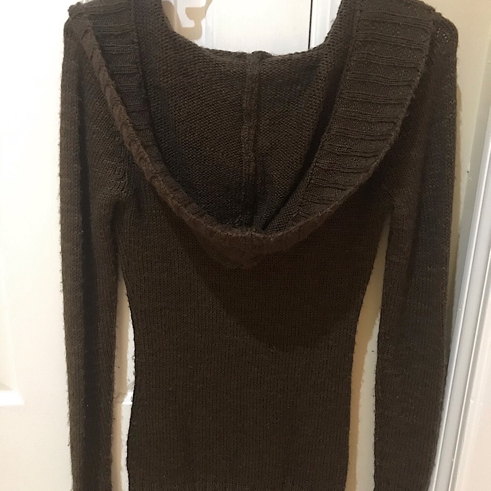 🔥EUC/BEBE BEAUTIFUL-CHOCOLATE BROWN HOODIE SWEATER VEERY WARM& VERY SOT WORN 1X - Picture 5 of 5